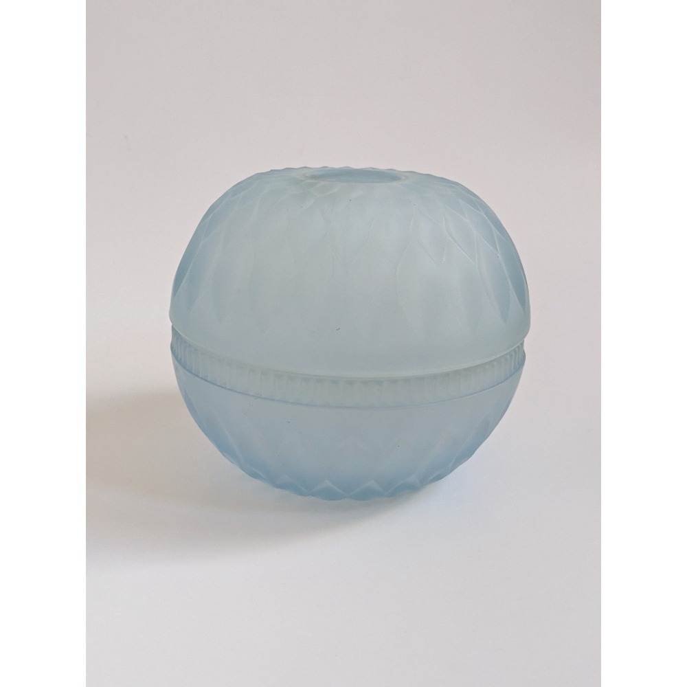 Vintage Indiana Glass Co. Mt. Vernon Fairy Lamp Frosted Blue Satin Diamond Point - Picture 6 of 14